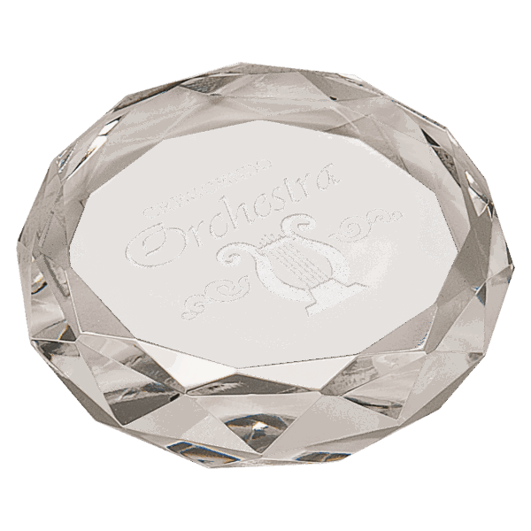 3" Clear Round Crystal Paperweight