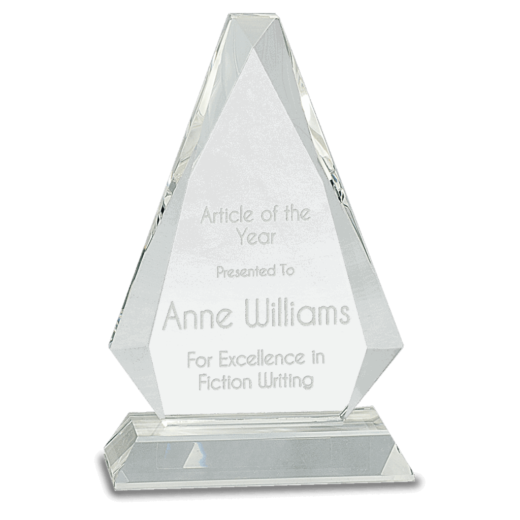 8" Clear Crystal Triangle on Clear Pedestal Base