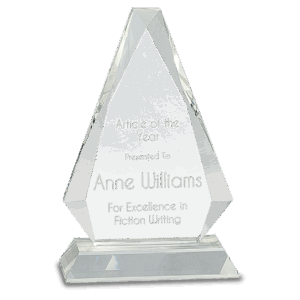 8" Clear Crystal Triangle on Clear Pedestal Base