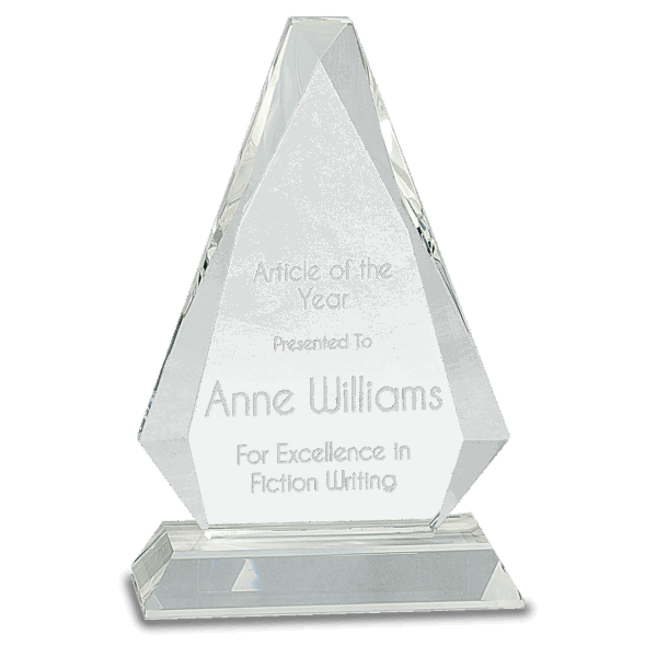 8" Clear Crystal Triangle on Clear Pedestal Base