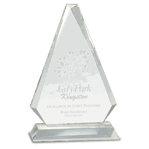 9 1/4" Clear Crystal Triangle on Clear Pedestal Base