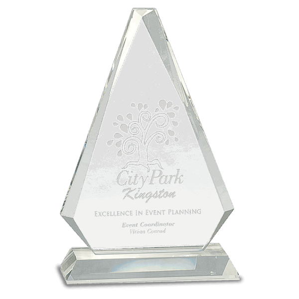 9 1/4" Clear Crystal Triangle on Clear Pedestal Base