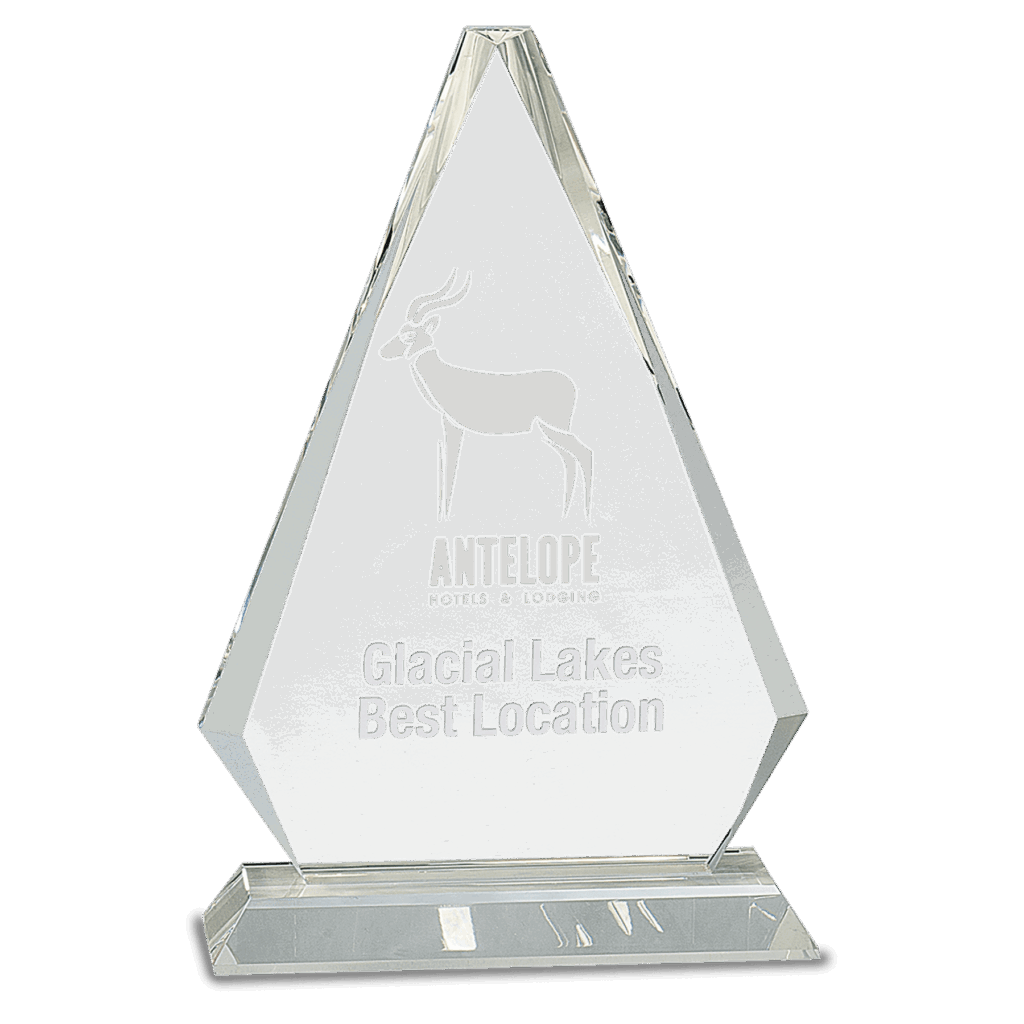 10 3/4" Clear Crystal Triangle on Clear Pedestal Base