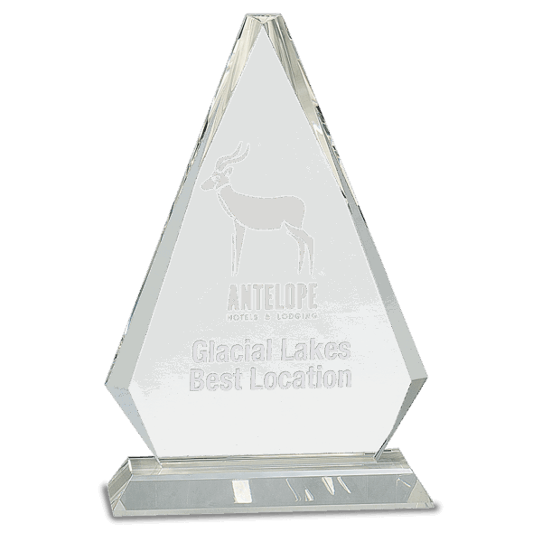 10 3/4" Clear Crystal Triangle on Clear Pedestal Base