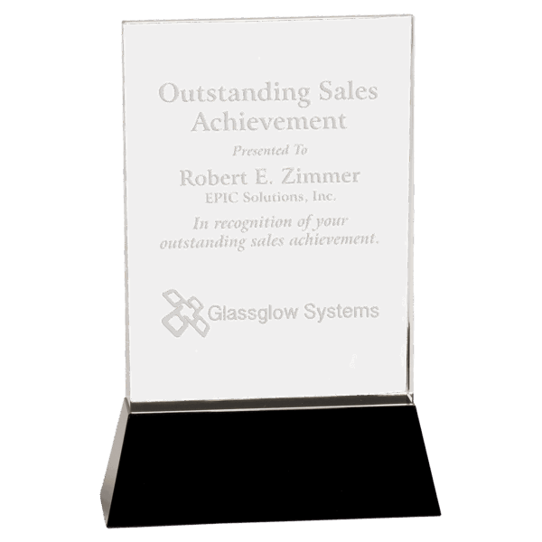 9" Clear Crystal Rectangle Wedge on Black Base