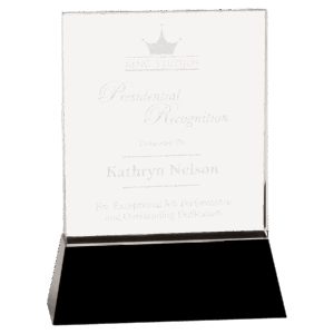 8" Clear Crystal Rectangle Wedge on Black Base