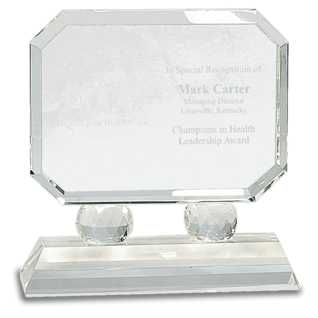6" Rectangle Crystal on Clear Pedestal Base