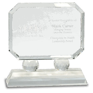 6" Rectangle Crystal on Clear Pedestal Base