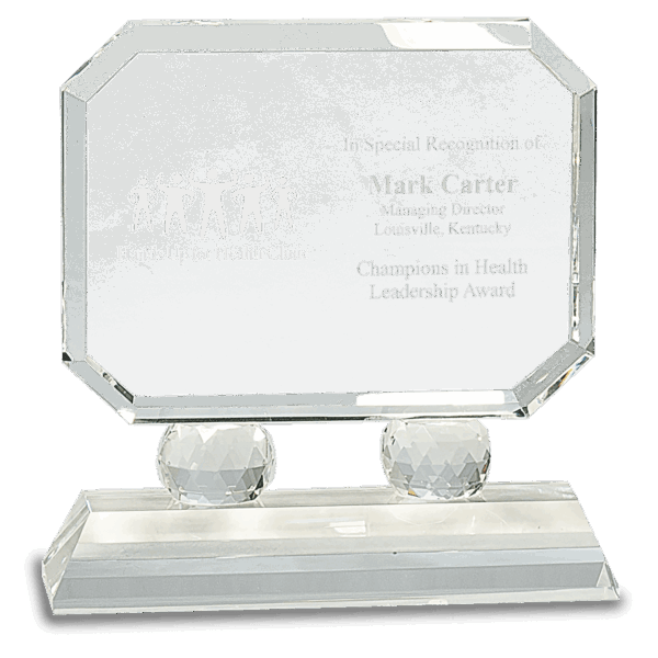 6" Rectangle Crystal on Clear Pedestal Base
