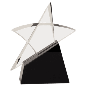 8 3/4" Clear Crystal Outline Star on Black Base