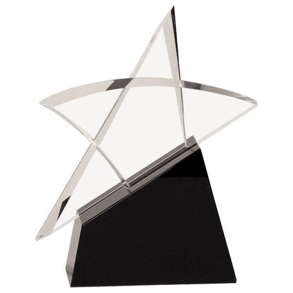 8 3/4" Clear Crystal Outline Star on Black Base