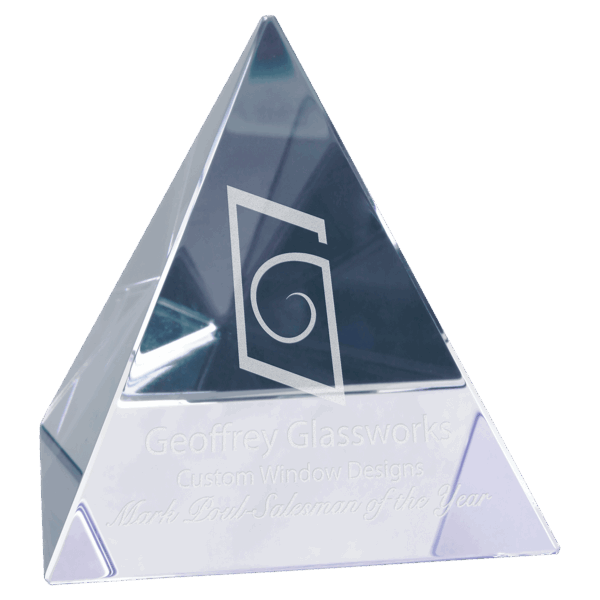 3 1/8" x 3 1/8" x 3 1/8" Crystal Pyramid