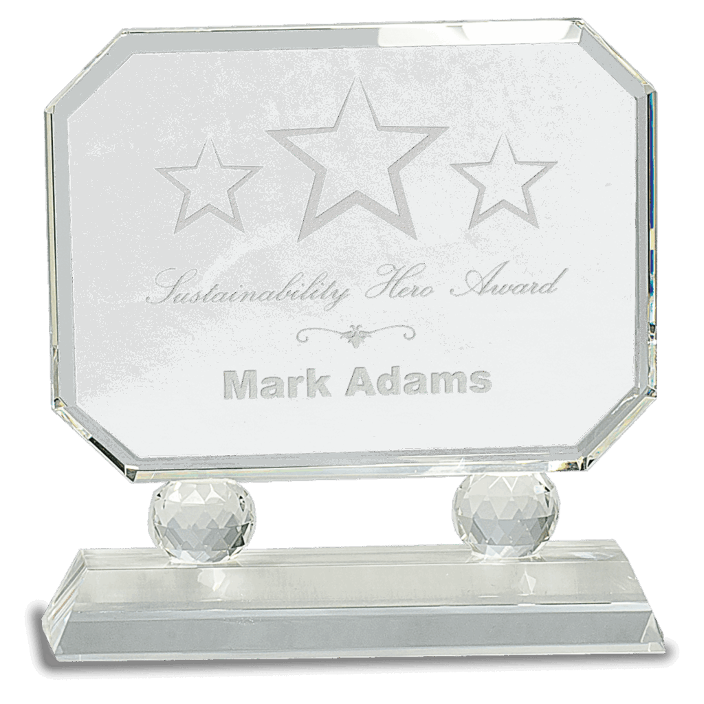7" Rectangle Crystal on Clear Pedestal Base