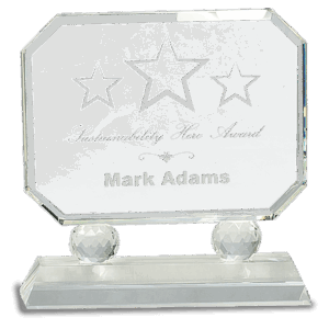 7" Rectangle Crystal on Clear Pedestal Base