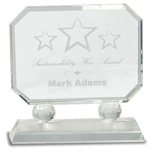 7" Rectangle Crystal on Clear Pedestal Base