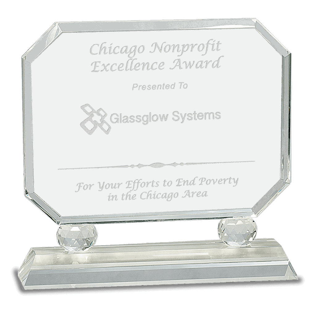 8" Rectangle Crystal on Clear Pedestal Base