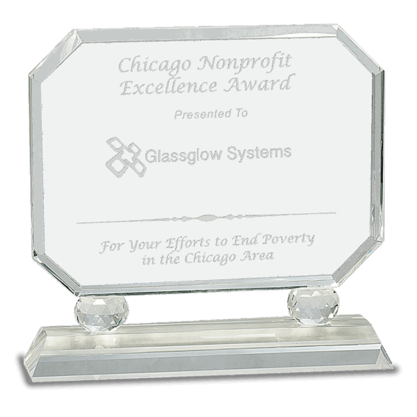 8" Rectangle Crystal on Clear Pedestal Base