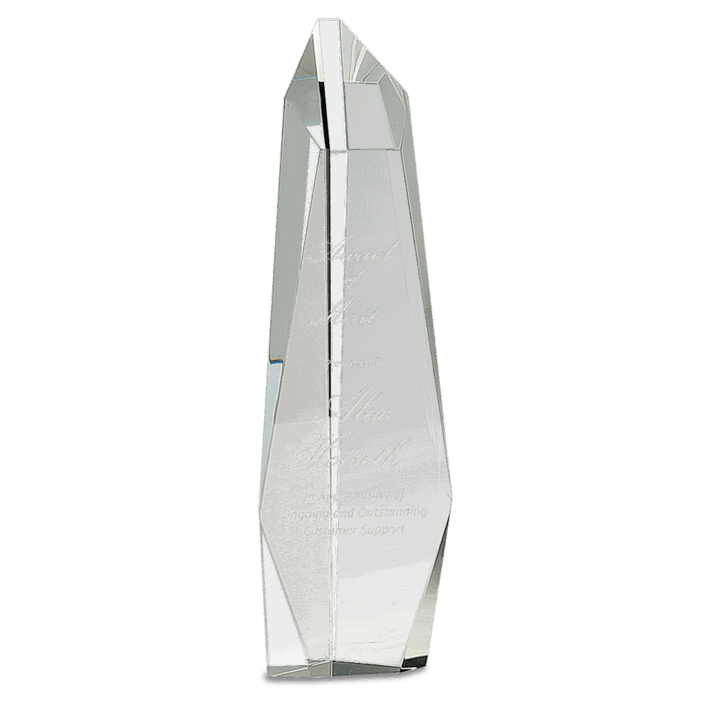 12" Clear Crystal Facet Slant-Top Tower
