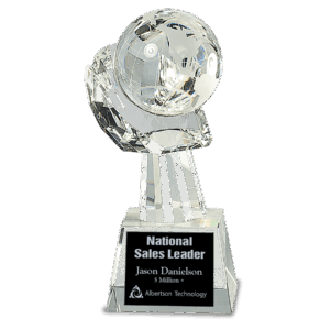 8" Clear Crystal Globe in Hand