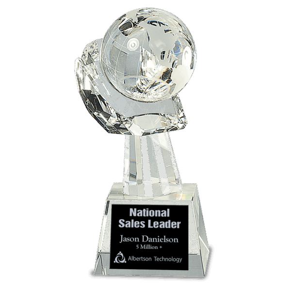 8" Clear Crystal Globe in Hand
