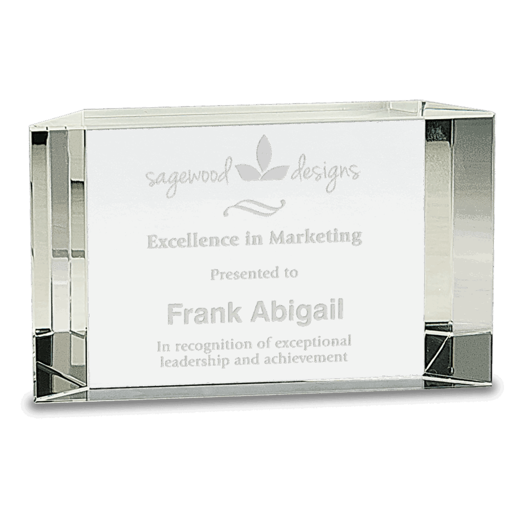 6" x 3 1/2" Clear Crystal Facet Block