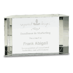 6" x 3 1/2" Clear Crystal Facet Block