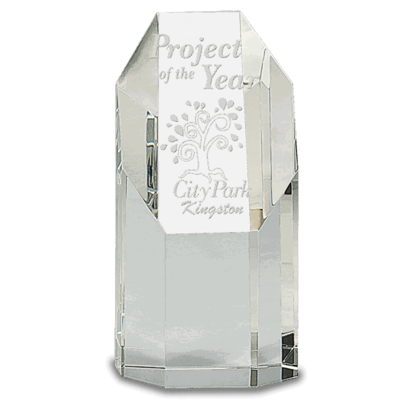 6 1/4" Clear Crystal Octagon Tower