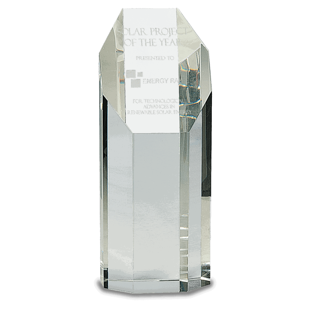 8" Clear Crystal Octagon Tower
