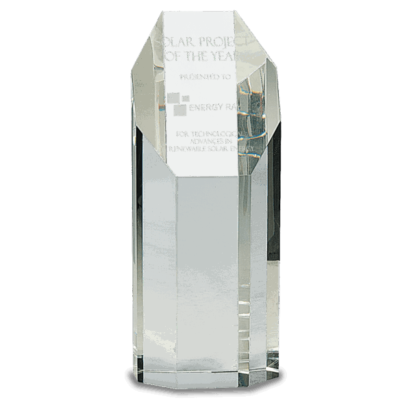 8" Clear Crystal Octagon Tower