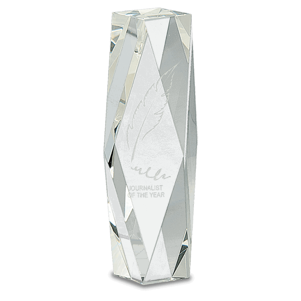 8" Clear Crystal Facet Tower