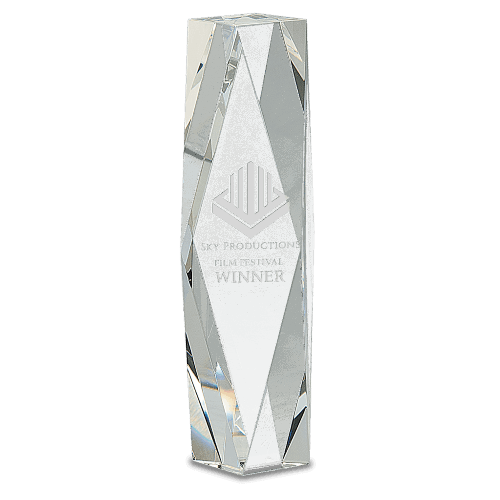 10" Clear Crystal Facet Tower