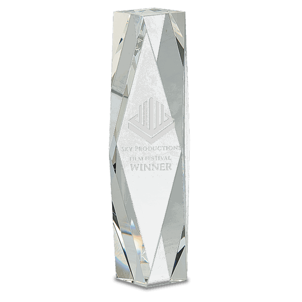 10" Clear Crystal Facet Tower