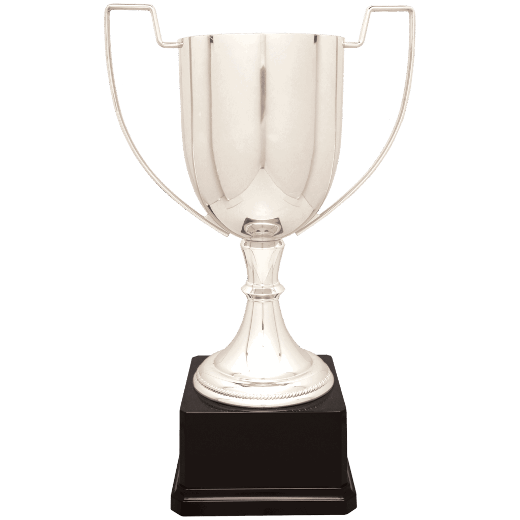 14 1/4" Silver Completed Zinc Cup Trophy on Plastic Base
