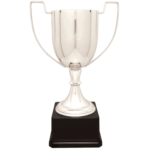 14 1/4" Silver Completed Zinc Cup Trophy on Plastic Base