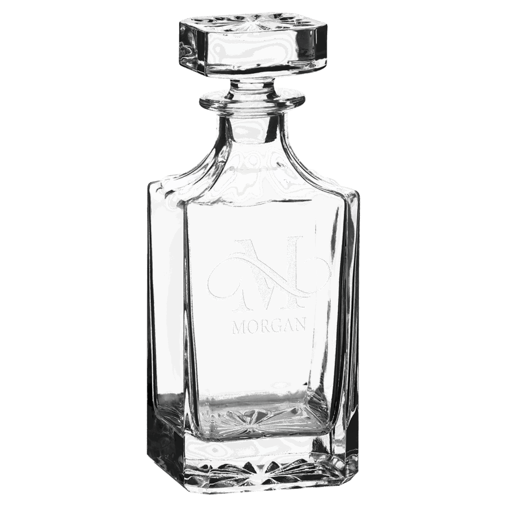 Polar Camel 750 mL Square Glass Decanter in Black Gift Box with Printed Paper Sleeve