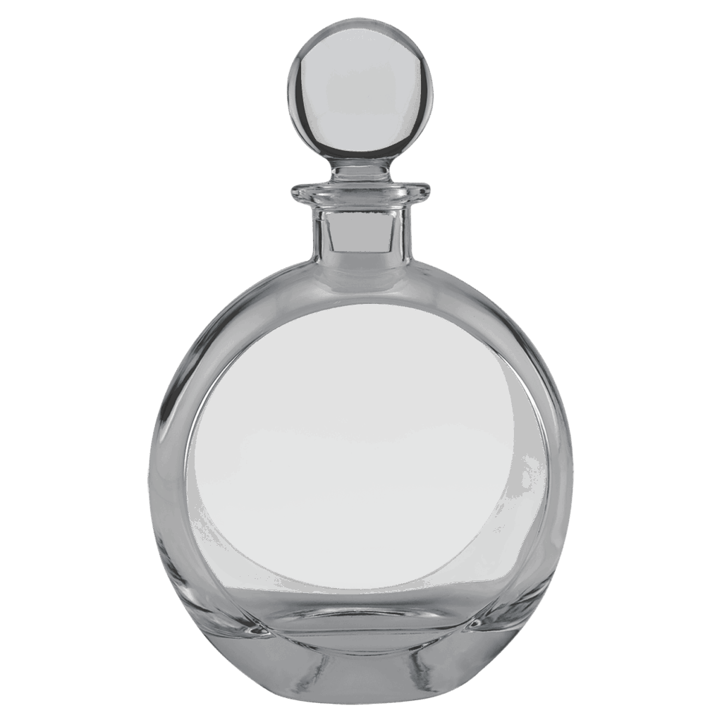 Polar Camel 750 mL Flat Round Glass Decanter in Black Gift Box with Printed Paper Sleeve