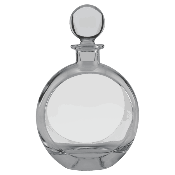 Polar Camel 750 mL Flat Round Glass Decanter in Black Gift Box with Printed Paper Sleeve