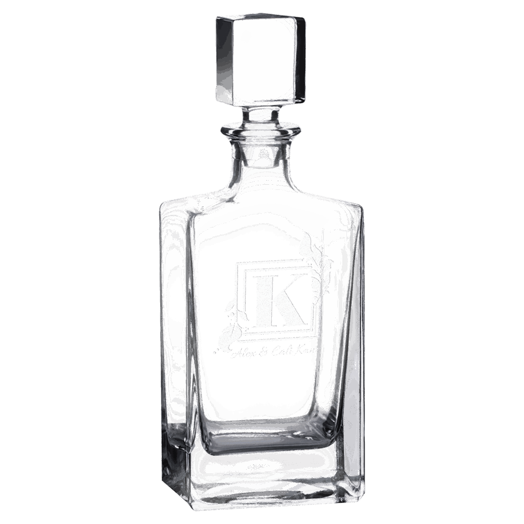 Polar Camel 810 mL Rectangle Glass Decanter in Black Gift Box with Printed Paper Sleeve