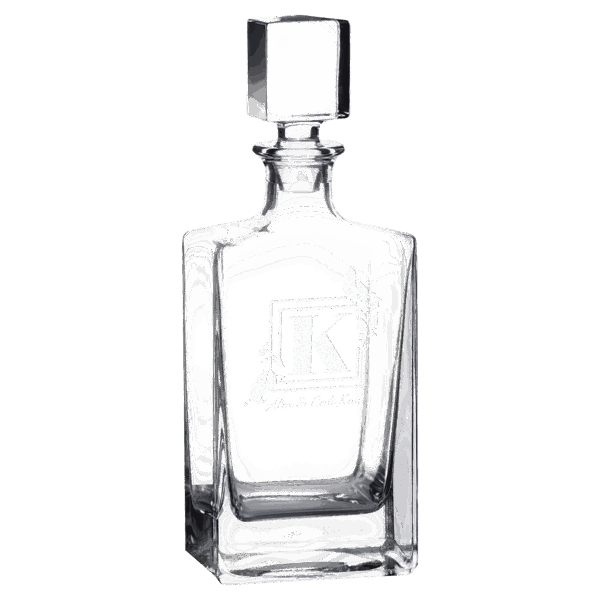 Polar Camel 810 mL Rectangle Glass Decanter in Black Gift Box with Printed Paper Sleeve