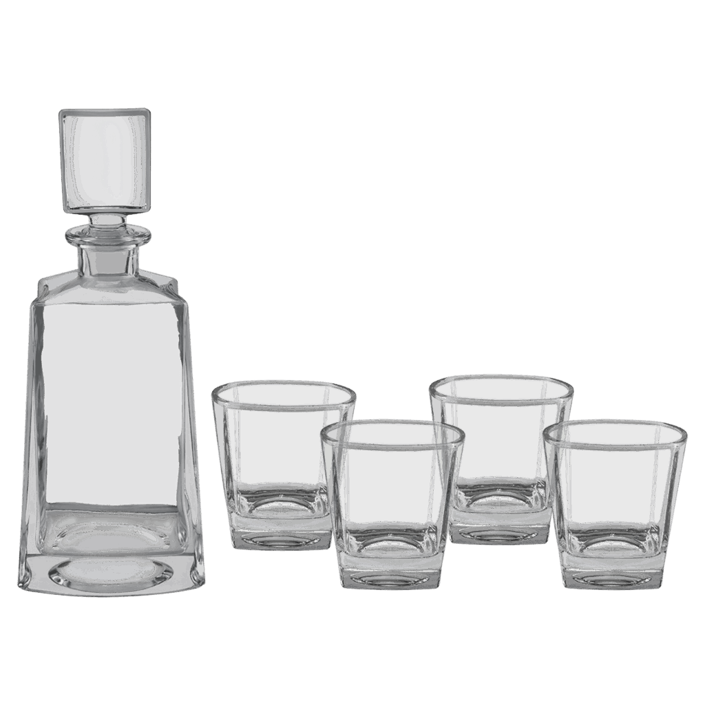 Polar Camel 750 mL 12" Tequila Decanter Set with Four 8 oz. Glasses in a Black Gift Box with Printed Paper Sleeve
