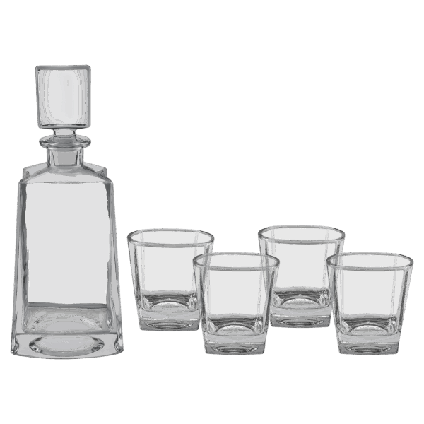Polar Camel 750 mL 12" Tequila Decanter Set with Four 8 oz. Glasses in a Black Gift Box with Printed Paper Sleeve