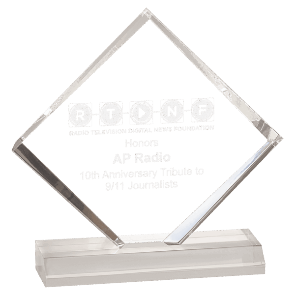 3 1/2" x 3 1/2" Clear Diamond Jewel Beveled Acrylic Blank