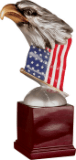 8 1/2" Eagle Head and Flag on Resin Base