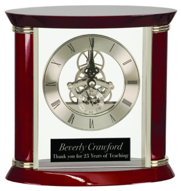 7 3/4" Executive Silver & Rosewood Piano Finish Clock
