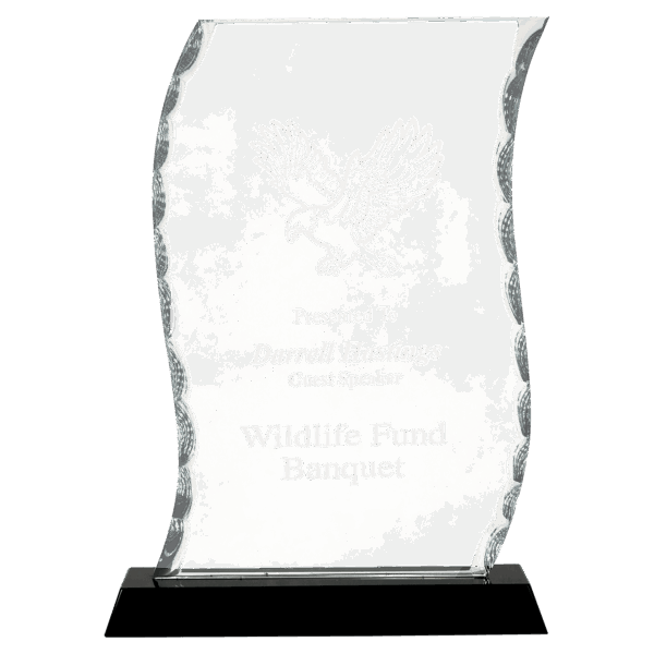 8 1/4" Scroll Facet Glass on Black Base