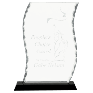 9 1/2" Scroll Facet Glass on Black Base