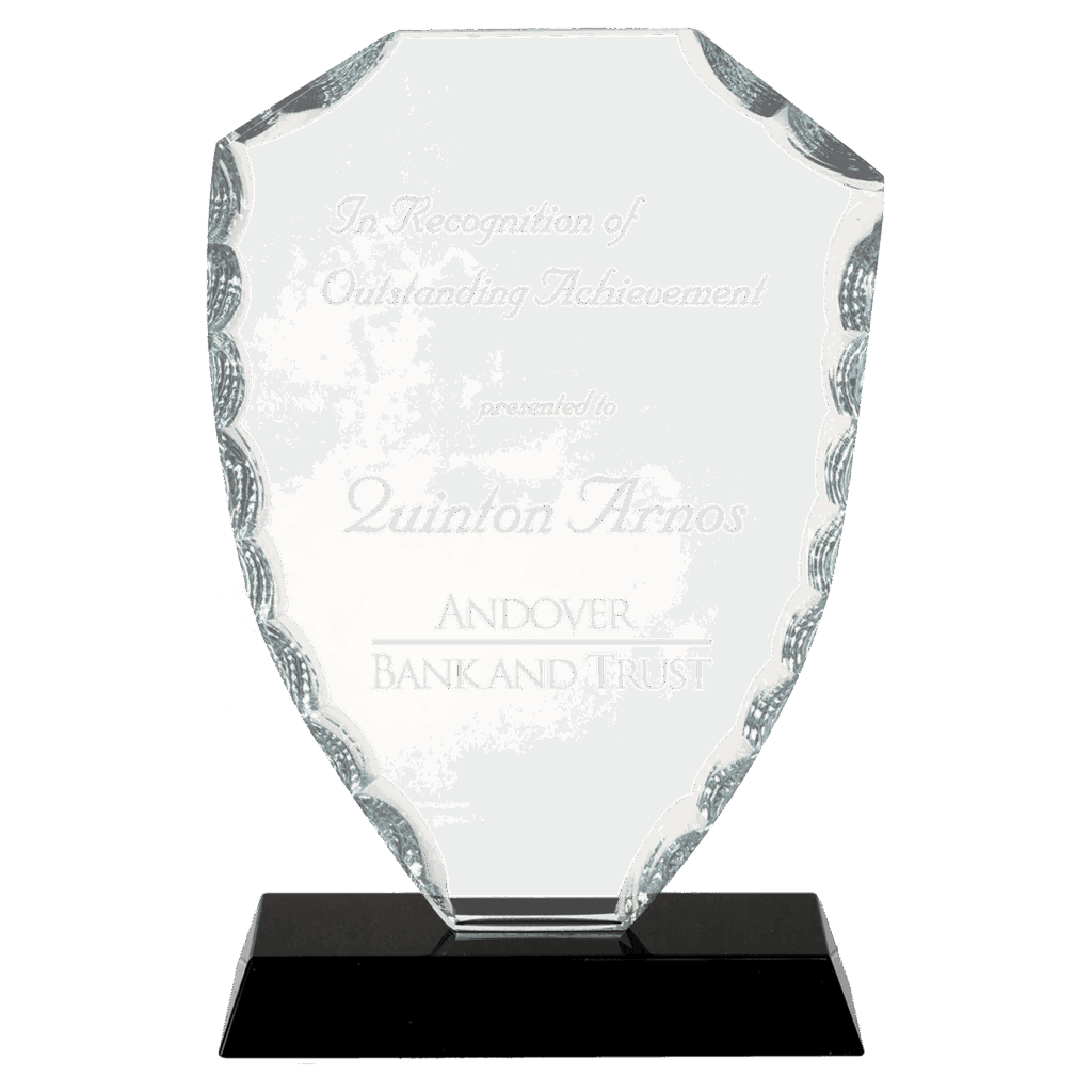 6 1/2" Shield Facet Glass on Black Base