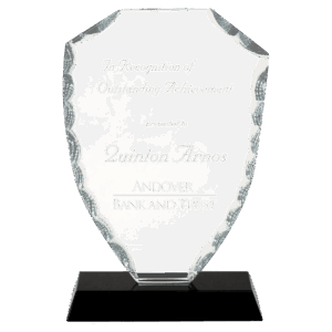 6 1/2" Shield Facet Glass on Black Base