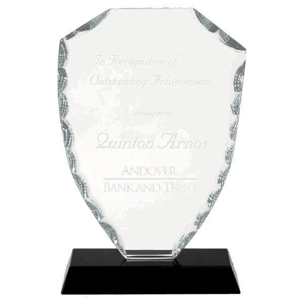 6 1/2" Shield Facet Glass on Black Base