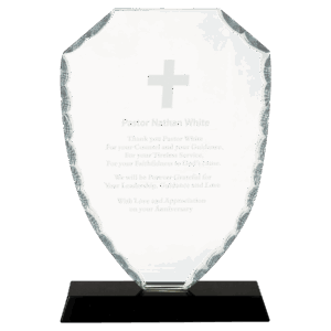 8 1/4" Shield Facet Glass on Black Base